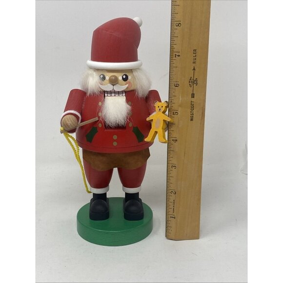 Richard Glasser Erzgebirgische Germany Wood Nutcracker Santa With Bear 8” - Picture 8 of 8